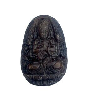 Vintage Nephrite Jade Carved Pendant Buddha